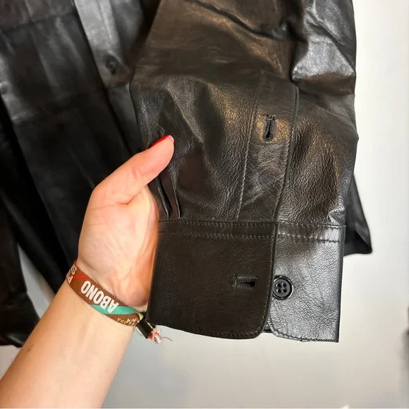 John Varvatos Leather Button Down Shirt - Picture 4 of 9